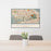 24x36 Studio City California Map Print Landscape Orientation in Woodblock Style Behind 2 Chairs Table and Potted Plant