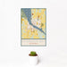 12x18 Sturgeon Bay Wisconsin Map Print Portrait Orientation in Woodblock Style With Small Cactus Plant in White Planter