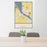 24x36 Sturgeon Bay Wisconsin Map Print Portrait Orientation in Woodblock Style Behind 2 Chairs Table and Potted Plant