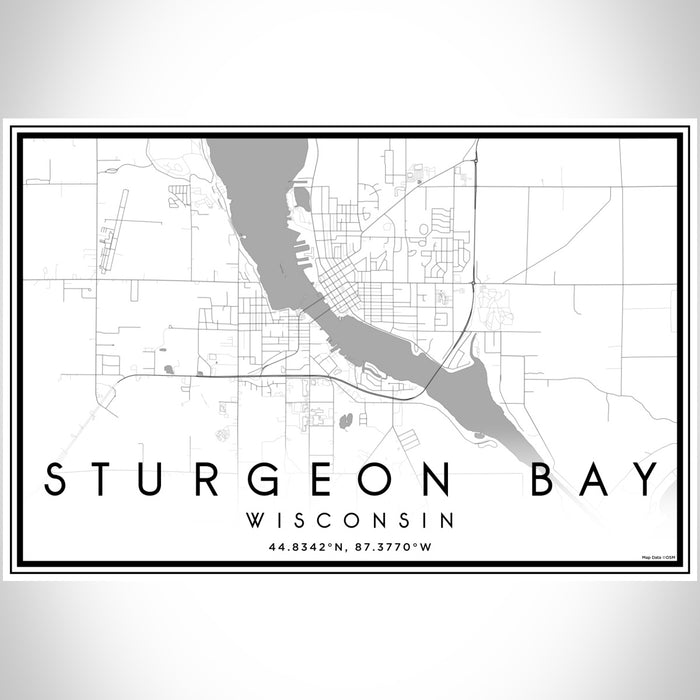 Sturgeon Bay Wisconsin Map Print Landscape Orientation in Classic Style With Shaded Background