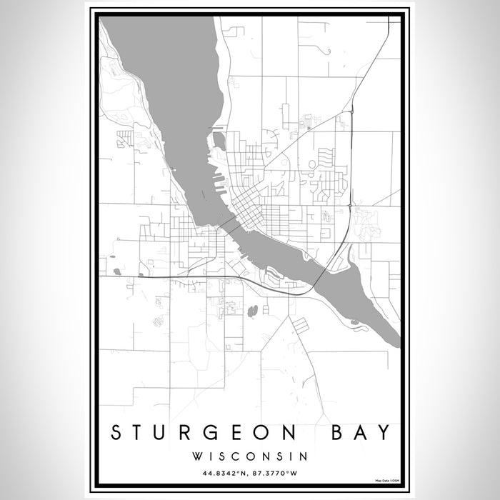Sturgeon Bay Wisconsin Map Print Portrait Orientation in Classic Style With Shaded Background