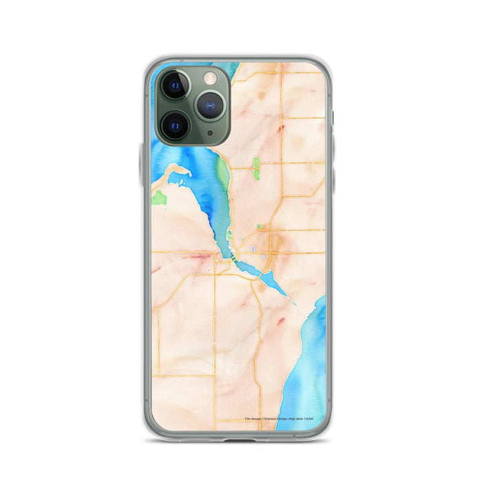 Custom iPhone 11 Pro Sturgeon Bay Wisconsin Map Phone Case in Watercolor