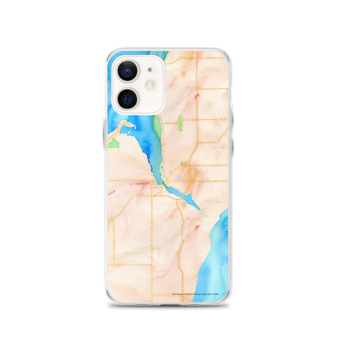 Custom iPhone 12 Sturgeon Bay Wisconsin Map Phone Case in Watercolor