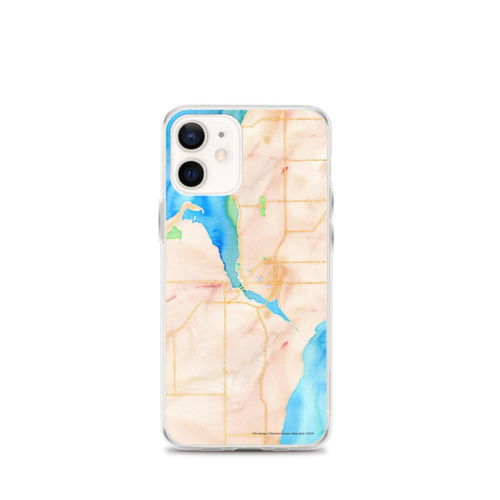 Custom iPhone 12 mini Sturgeon Bay Wisconsin Map Phone Case in Watercolor