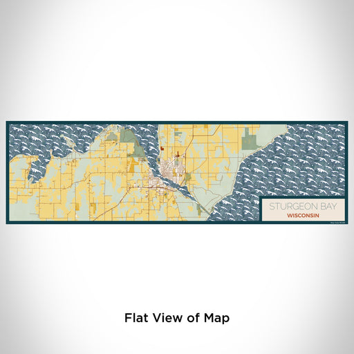 Flat View of Map Custom Sturgeon Bay Wisconsin Map Enamel Mug in Woodblock