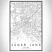 Sugar Land Texas Map Print Portrait Orientation in Classic Style With Shaded Background