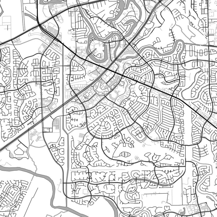 Sugar Land Texas Map Print in Classic Style Zoomed In Close Up Showing Details