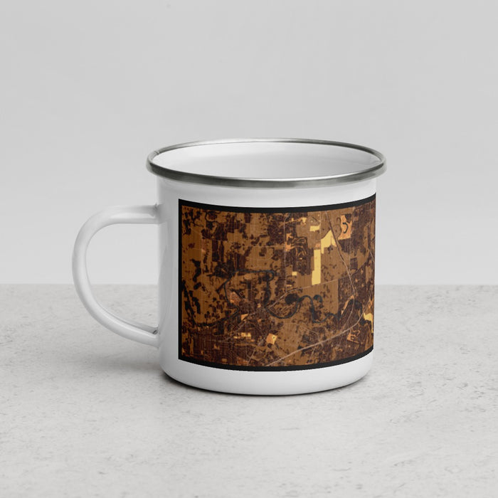 Left View Custom Sugar Land Texas Map Enamel Mug in Ember