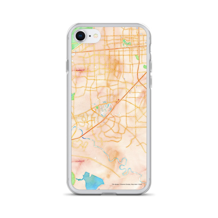 Custom Sugar Land Texas Map iPhone SE Phone Case in Watercolor