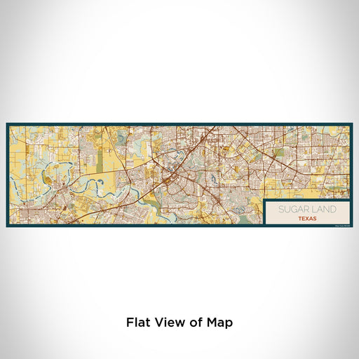 Flat View of Map Custom Sugar Land Texas Map Enamel Mug in Woodblock