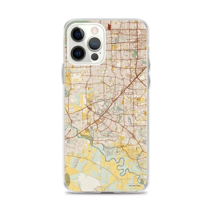 Custom Sugar Land Texas Map iPhone 12 Pro Max Phone Case in Woodblock