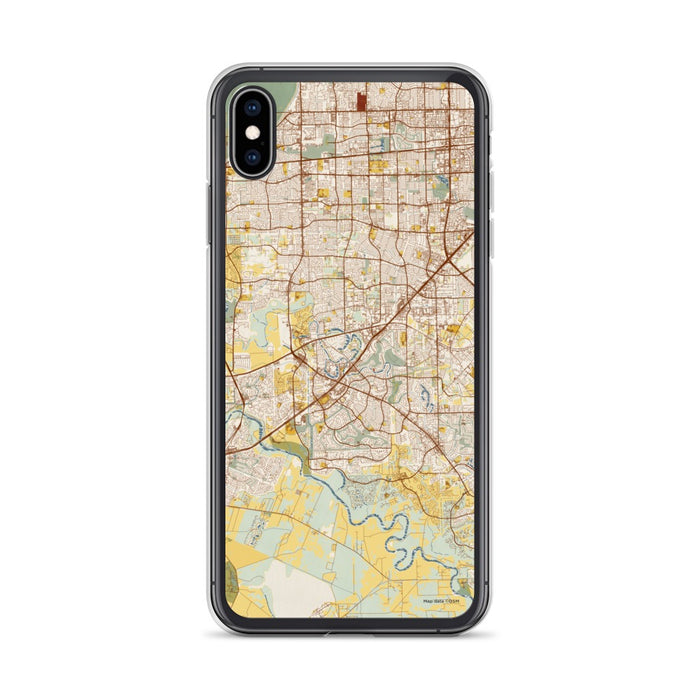 Custom Sugar Land Texas Map Phone Case in Woodblock