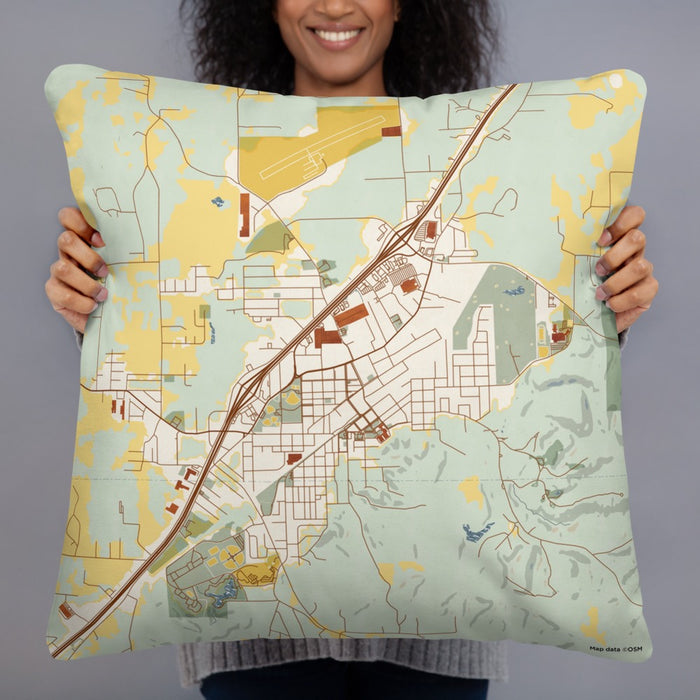 Person holding 22x22 Custom Sullivan Missouri Map Throw Pillow in Woodblock