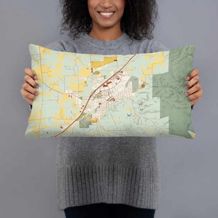 Person holding 20x12 Custom Sullivan Missouri Map Throw Pillow in Woodblock
