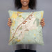 Person holding 18x18 Custom Sullivan Missouri Map Throw Pillow in Woodblock