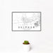 12x18 Sulphur Louisiana Map Print Landscape Orientation in Classic Style With Small Cactus Plant in White Planter