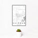 12x18 Sulphur Louisiana Map Print Portrait Orientation in Classic Style With Small Cactus Plant in White Planter