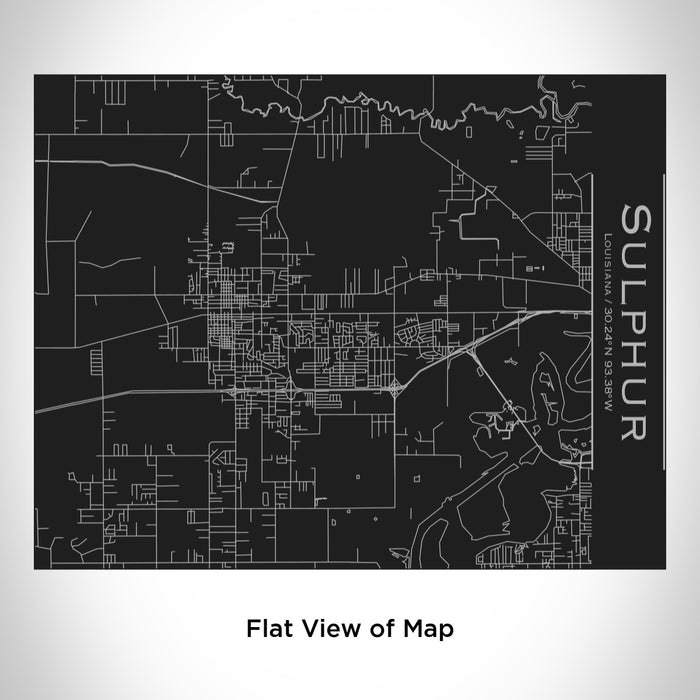 Rendered View of Sulphur Louisiana Map Engraving on 20oz Stainless Steel Insulated Bottle with Bamboo Top in Black
