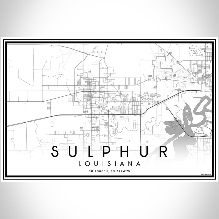 Sulphur Louisiana Map Print Landscape Orientation in Classic Style With Shaded Background