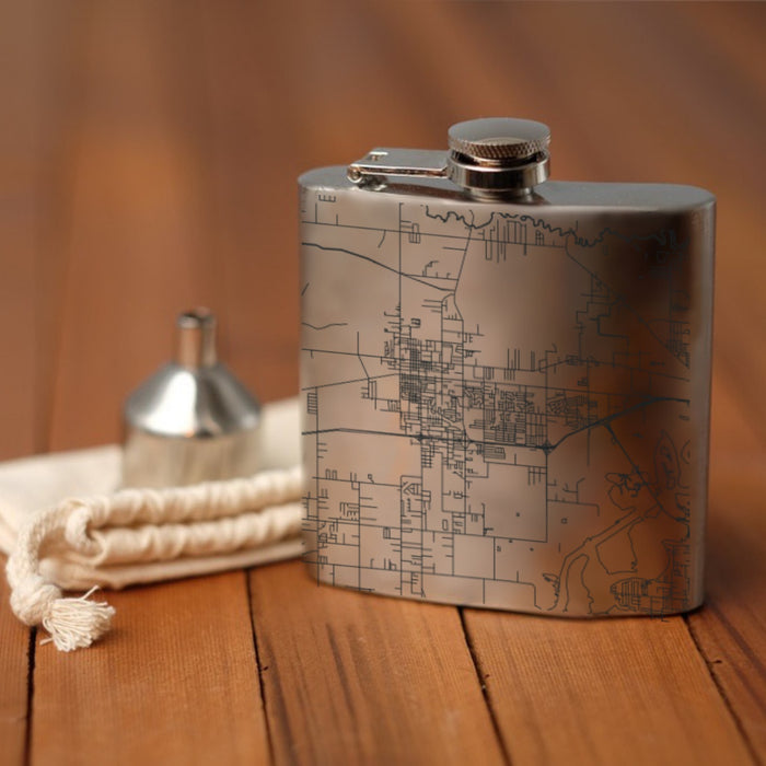 Sulphur Louisiana Custom Engraved City Map Inscription Coordinates on 6oz Stainless Steel Flask