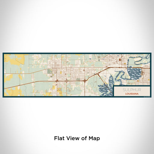 Flat View of Map Custom Sulphur Louisiana Map Enamel Mug in Woodblock