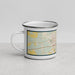 Left View Custom Sulphur Louisiana Map Enamel Mug in Woodblock
