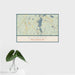 16x24 Sunapee New Hampshire Map Print Landscape Orientation in Woodblock Style With Tropical Plant Leaves in Water