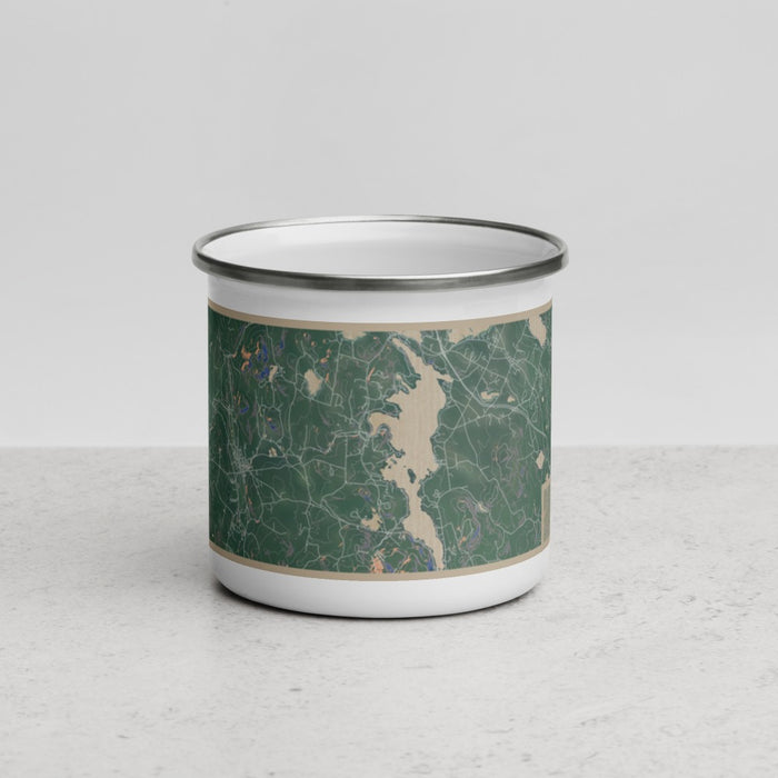 Front View Custom Sunapee New Hampshire Map Enamel Mug in Afternoon
