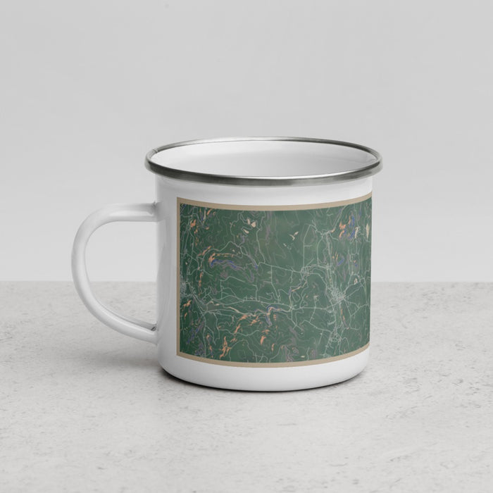 Left View Custom Sunapee New Hampshire Map Enamel Mug in Afternoon