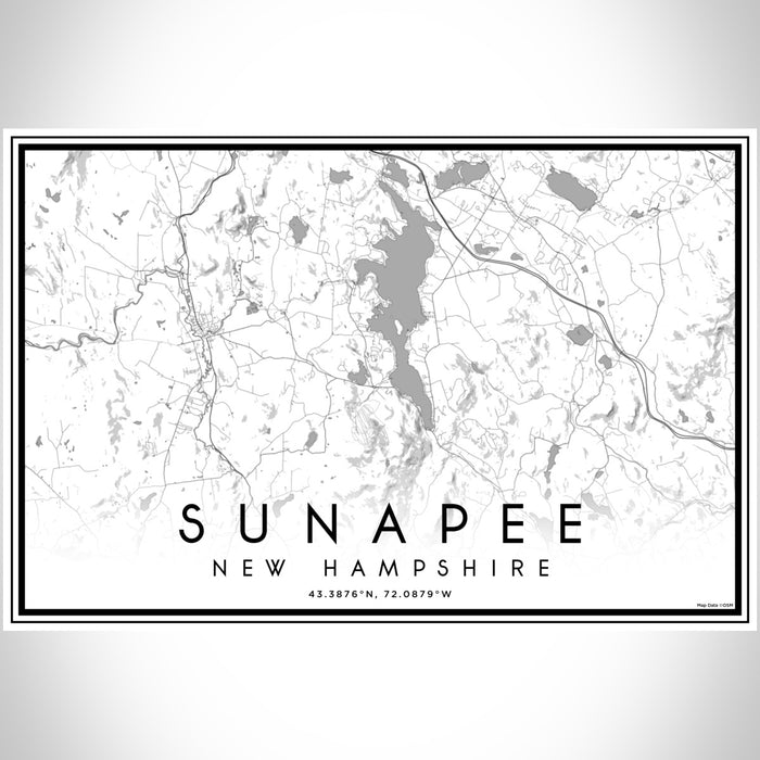 Sunapee New Hampshire Map Print Landscape Orientation in Classic Style With Shaded Background