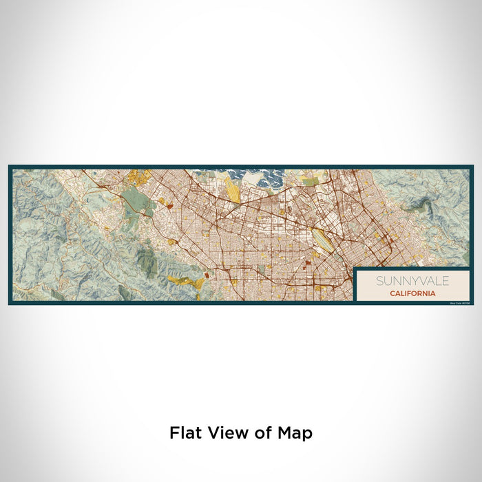 Flat View of Map Custom Sunnyvale California Map Enamel Mug in Woodblock