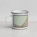 Left View Custom Sunrise Florida Map Enamel Mug in Woodblock
