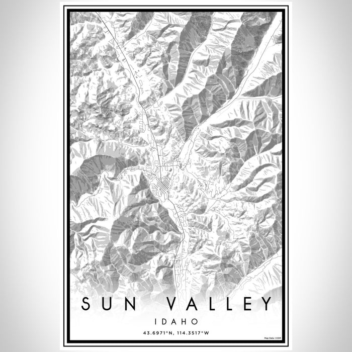 Sun Valley Idaho Map Print Portrait Orientation in Classic Style With Shaded Background