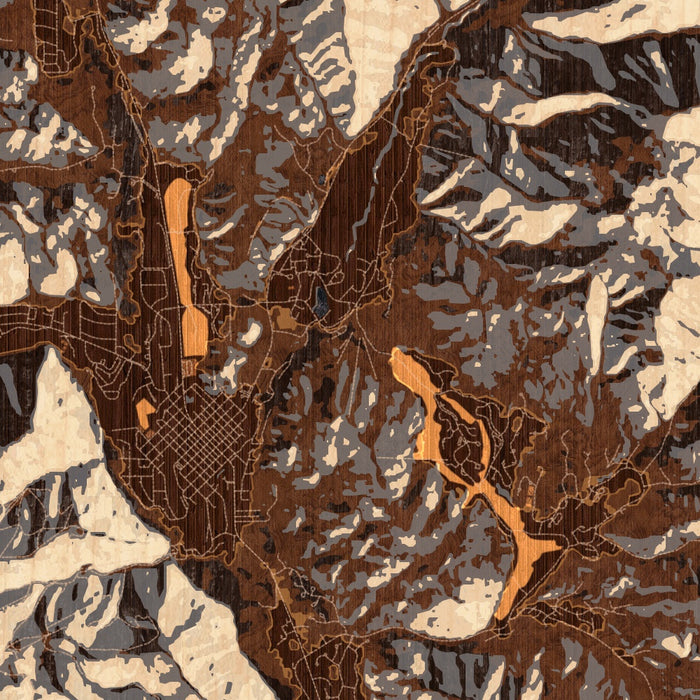 Sun Valley Idaho Map Print in Ember Style Zoomed In Close Up Showing Details