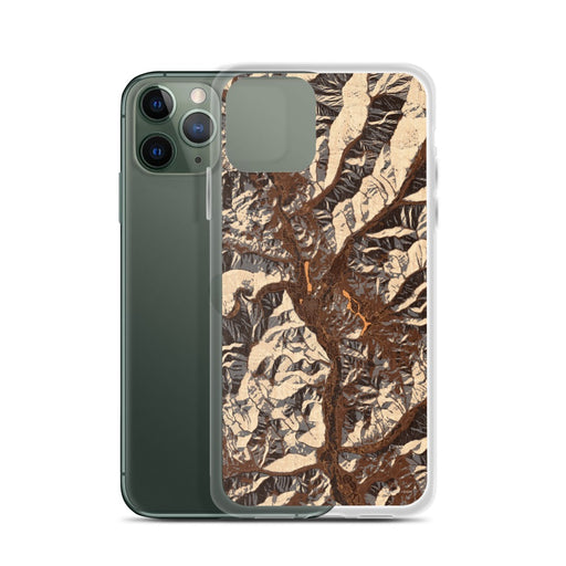 Custom Sun Valley Idaho Map Phone Case in Ember on Table with Laptop and Plant