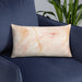 Custom Sun Valley Idaho Map Throw Pillow in Watercolor on Blue Colored Chair