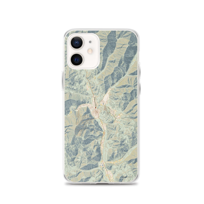 Custom Sun Valley Idaho Map iPhone 12 Phone Case in Woodblock
