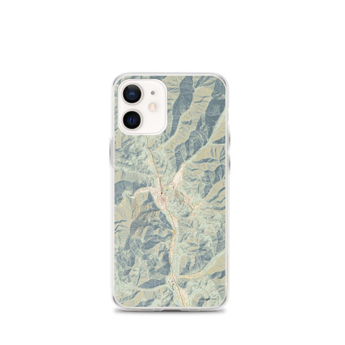 Custom Sun Valley Idaho Map iPhone 12 mini Phone Case in Woodblock