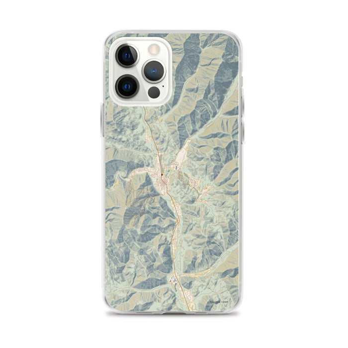 Custom Sun Valley Idaho Map iPhone 12 Pro Max Phone Case in Woodblock