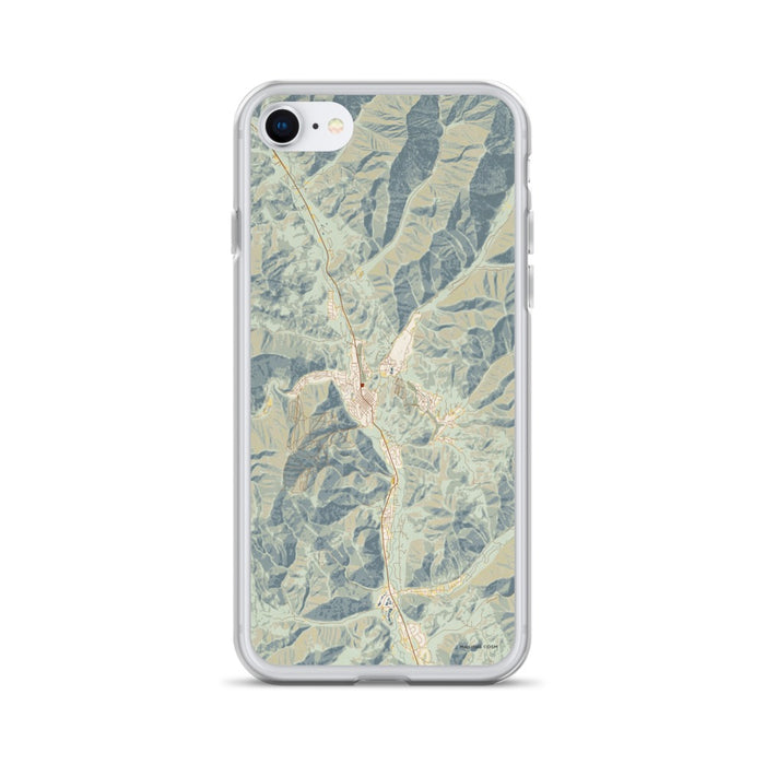 Custom Sun Valley Idaho Map iPhone SE Phone Case in Woodblock