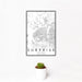 12x18 Surprise Arizona Map Print Portrait Orientation in Classic Style With Small Cactus Plant in White Planter