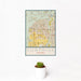 12x18 Surprise Arizona Map Print Portrait Orientation in Woodblock Style With Small Cactus Plant in White Planter