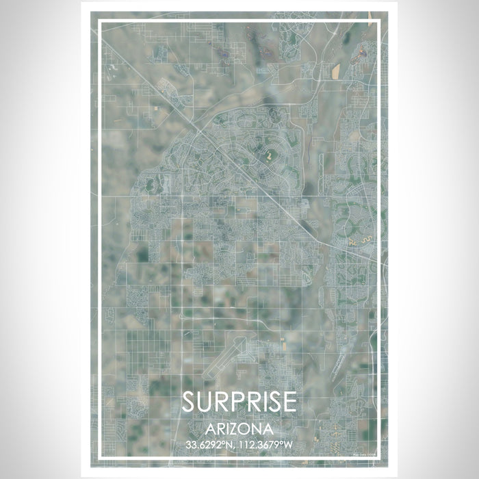 Surprise Arizona Map Print Portrait Orientation in Afternoon Style With Shaded Background