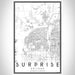 Surprise Arizona Map Print Portrait Orientation in Classic Style With Shaded Background