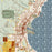 Suttons Bay Michigan Map Print in Woodblock Style Zoomed In Close Up Showing Details
