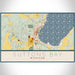 Suttons Bay Michigan Map Print Landscape Orientation in Woodblock Style With Shaded Background