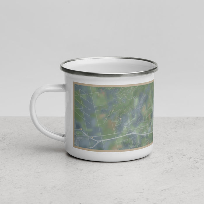 Left View Custom Sweetwater Texas Map Enamel Mug in Afternoon