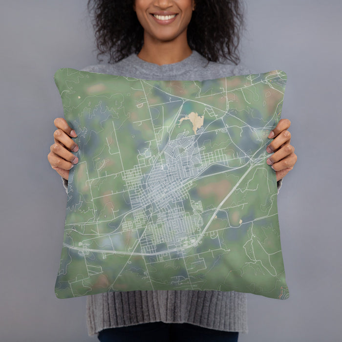 Person holding 18x18 Custom Sweetwater Texas Map Throw Pillow in Afternoon