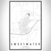Sweetwater Texas Map Print Portrait Orientation in Classic Style With Shaded Background