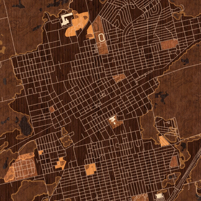 Sweetwater Texas Map Print in Ember Style Zoomed In Close Up Showing Details